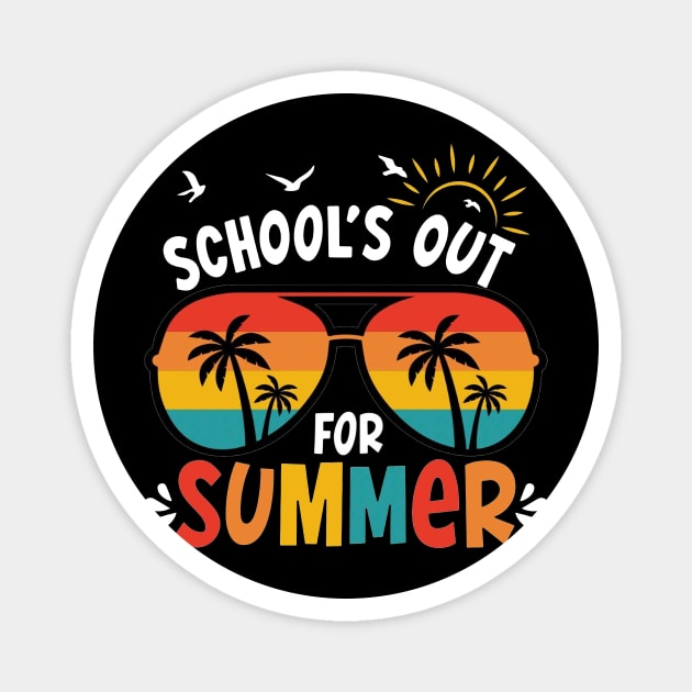 Retro Schools Out For Summer Last Day Of School Teacher Kids Magnet by Tater's 